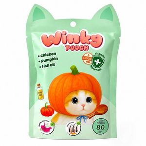 پوچ گربه وینکی طرح گرین طعم مرغ و کدو حلوایی و روغن ماهی وزن 80 گرم