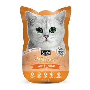 پوچ گربه کیت کت مدل petite طعم ماهی تن و ماهی سالمون وزن 70 گرم