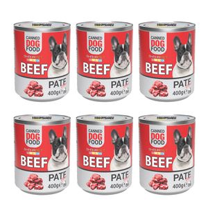کنسرو سگ شهرپت مدل beef وزن 400 گرم محموعه 6 عددی