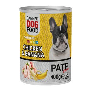 کنسرو سگ شهرپت مدل chicken and banana وزن 400 گرم