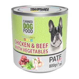 کنسرو سگ شهرپت مدل chicken and beef with vegetable وزن 800 گرم