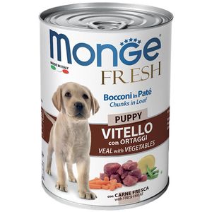 کنسرو سگ مونژ مدل chunks puppy veal and vegetables 14441 با طعم گوساله و سبزیجات وزن 400 گرم1007796