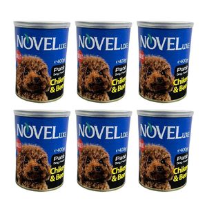 کنسرو سگ نوول لوکس مدل chicken beef وزن 400 گرم بسته 6 عددی