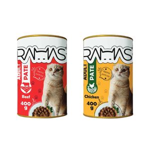 کنسرو غذا گربه راماس مدل میکس مرغ و گوشت وزن 400 گرم مجموعه 2 عددی