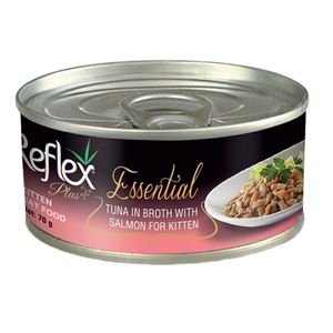 کنسرو غذای بچه گربه رفلکس مدل tuna in broth with salmon for kitten وزن 70 گرم