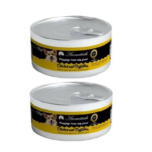 کنسرو غذای توله سگ آروماتیش مدل مرغ و سبزیجات وزن 110گرم بسته 2 عددی