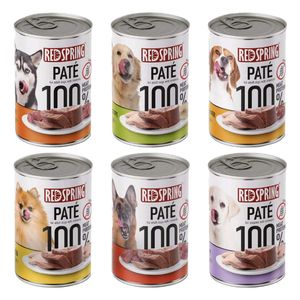 کنسرو غذای سگ رداسپرینگ مدل pate pack با طعم بره مرغ سیرابی جگر و گوساله  وزن 2.4 کیلوگرم بسته 6 عددی