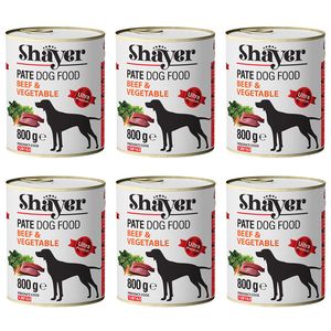 کنسرو غذای سگ شایر مدل beef&vegetable وزن 800 گرم بسته 6 عددی