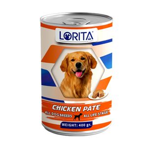 کنسرو غذای سگ لوریتا مدل chicken pate وزن 400 گرم