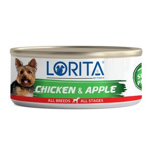 کنسرو غذای سگ لوریتا مدل natural chicken & apple وزن 140 گرم