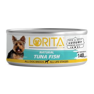 کنسرو غذای سگ لوریتا مدل natural tuna fish وزن 140 گرم