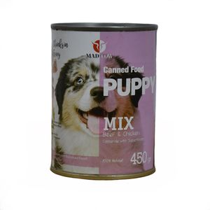 کنسرو غذای سگ مدکاو مدل puppy mix وزن 450 گرم