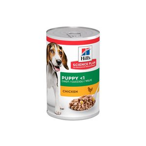 کنسرو غذای سگ هیلز مدل puppies chunk in gravy طعم مرغ وزن ۳۷۰ گرم