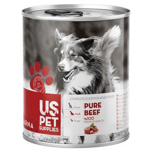 کنسرو غذای سگ یو اس پت مدل beef pure وزن 400 گرم