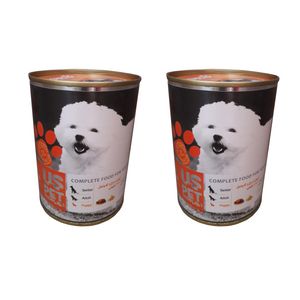 کنسرو غذای سگ یو اس پت مدل مرغ و کدو تنبل وزن 400 گرم بسته دو عددی
