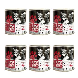 کنسرو غذای سگ یو اس پت مدل گوشت خالص گوساله وزن 800 گرم مجموعه 6 عددی