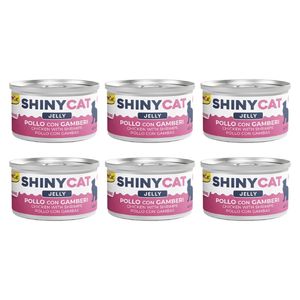 کنسرو غذای گربه بالغ جیم کت مدل cat canned food with chicken & shrimp طعم مرغ و میگو وزن 70 گرم بسته 6 عددی