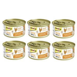 کنسرو غذای گربه بالغ جیم کت مدل superfood chicken fillet & carrot طعم فیله مرغ و هویج وزن 70 گرم بسته 6 عددی