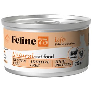 کنسرو غذای گربه بالغ فیلاین 75 مدل life نچرال طعم مرغ و گوشت گاو وزن 75 گرم