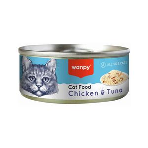کنسرو غذای گربه بالغ ونپی مدل cat food chicken & tuna طعم مرغ و ماهی تن وزن 95 گرم