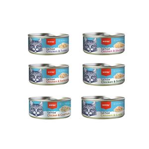 کنسرو غذای گربه بالغ ونپی مدل cat food mix طعم میکس وزن 95 گرم بسته 6 عددی