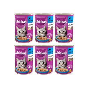 کنسرو غذای گربه بالغ ویسکاس مدل ژلی طعم ماهی وزن 400 گرم مجموعه 6 عددی