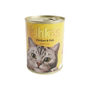 کنسرو غذای گربه بالغ ویشکاس مدل پته طعم ماهی و مرغ وزن 380 گرم