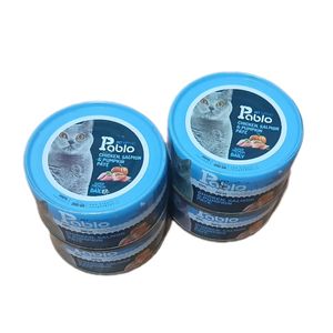 کنسرو غذای گربه بالغ پابلو مدل پته طعم مرغ و سالمون و کدو حلوایی مجموعه ۴ عددی ۸۰۰ گرم