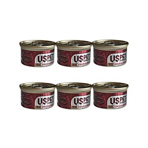 کنسرو غذای گربه بالغ یو اس پت مدل slice meat pack طعم مرغ و گوشت گاو وزن 85 گرم بسته 6 عددی