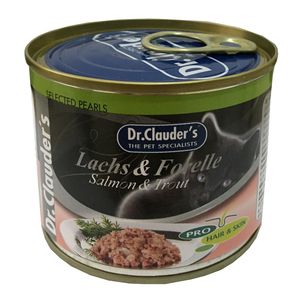 کنسرو غذای گربه دکتر کلادرز مدل salmon & trout وزن 200 گرم