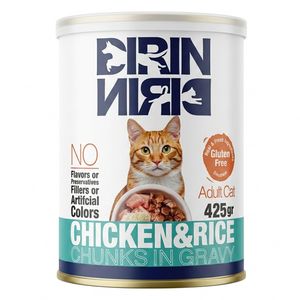کنسرو غذای گربه دیرین دیرین مدل chunk طعم مرغ و برنج وزن 425 گرم