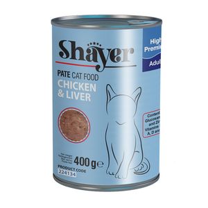 کنسرو غذای گربه شایر مدل chicken&liver وزن 400 گرم