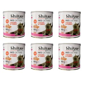 کنسرو غذای گربه شایر مدل chicken&turkey وزن 800 گرم بسته 6 عددی
