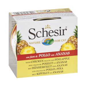 کنسرو غذای گربه شسیر مدل chicken fillets with pineapple 13516 با طعم فیله مرغ و آناناس وزن 75 گرم