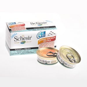 کنسرو غذای گربه شسیر مدل multipack tuna with seabream 11267 با طعم مولتی پک ماهی تن و ماهی اقیانوس وزن 6 x 50 گرم