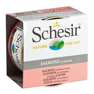 کنسرو غذای گربه شسیر مدل salmon natural style 50150 با طعم فیله سالمون طبیعی وزن 85 گرم