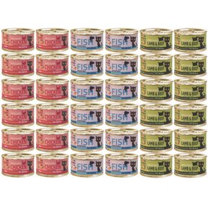کنسرو غذای گربه نابالغ نرانو مدل پته طعم ماهی و گوشت و مرغ وزن 120 گرم در بسته 36 عددی