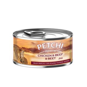 کنسرو غذای گربه پتچی مدل chicken & beef وزن 120 گرم