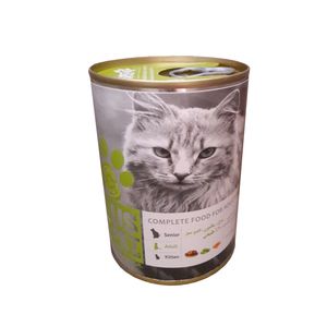 کنسرو غذای گربه یو اس پت مدل پته طعم مرغ و سالمون و کدو سبز وزن 400 گرم