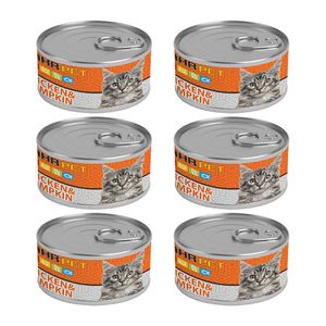 کنسرو نچرال گربه شهرپت مدل chicken pumpkin وزن 120 گرم بسته 6 عددی