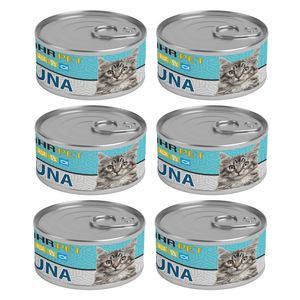 کنسرو نچرال گربه شهرپت مدل tuna وزن 120 گرم بسته 6 عددی