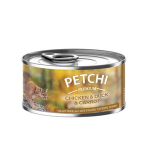 کنسرو گربه بالغ پتچی مدل chicken & duck وزن 120 گرم