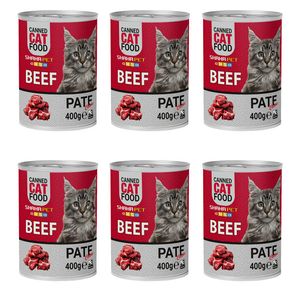 کنسرو گربه شهرپت مدل beef وزن 400 گرم بسته 6 عددی