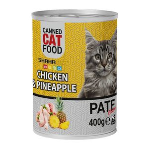 کنسرو گربه شهرپت مدل chicken and pineapple وزن 400 گرم