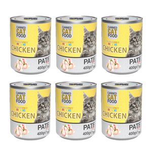 کنسرو گربه شهرپت مدل chicken وزن 400 گرم بسته 6 عددی