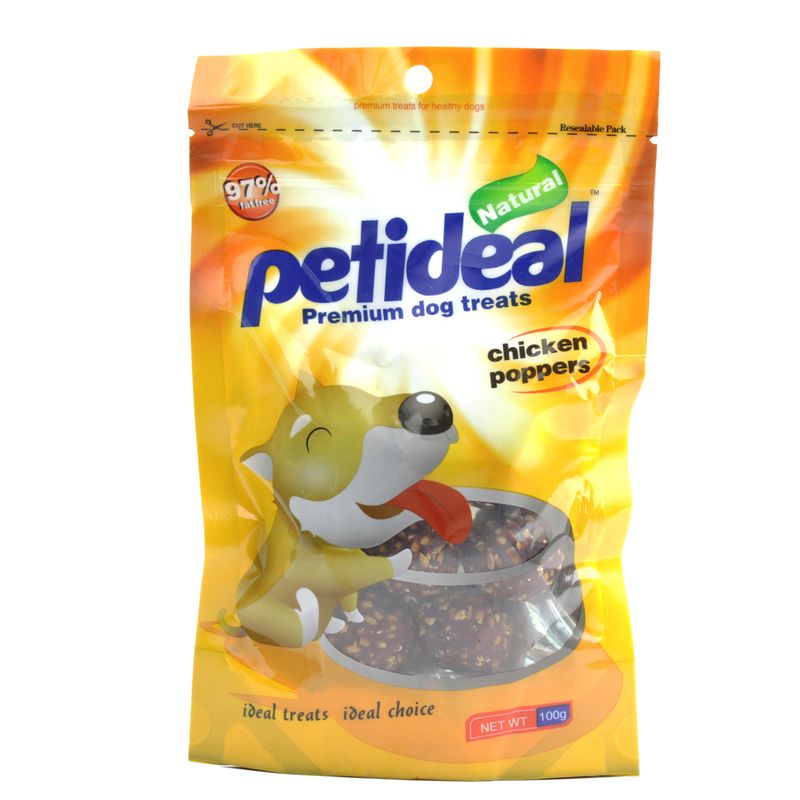 اسنک تشویقی سگ پتی دیل مدل chicken poppers وزن 100 گرم