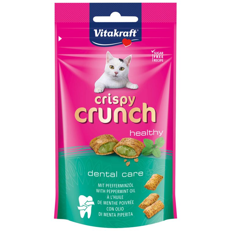 اسنک تشویقی گربه ویتاکرافت مدل crispy crunch دندانی حاوی روغن نعنا وزن 60 گرم