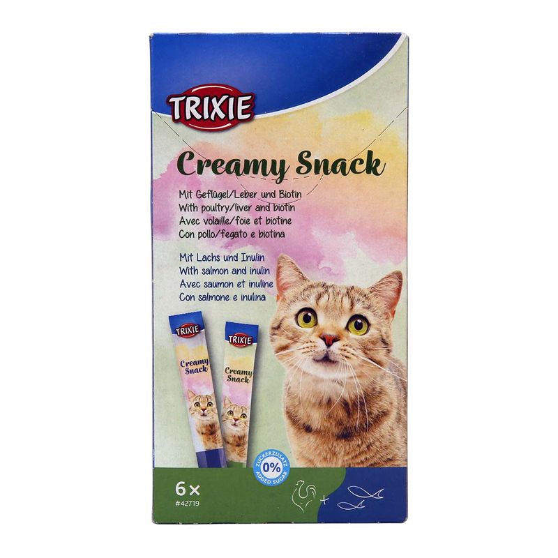 بستنی گربه تریکسی مدل طعم مرغ و ماهی وزن 15 گرم بسته 6 عددی