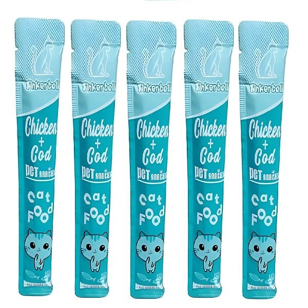 بستنی گربه تینکربل مدل روزانه طعم مرغ و ماهی سفید وزن 80 گرم بسته 5 عددی