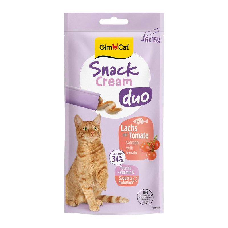 بستنی گربه جیم کت مدل snack cream duo طعم ماهی سالمون و گوجه فرنگی وزن 90 گرم